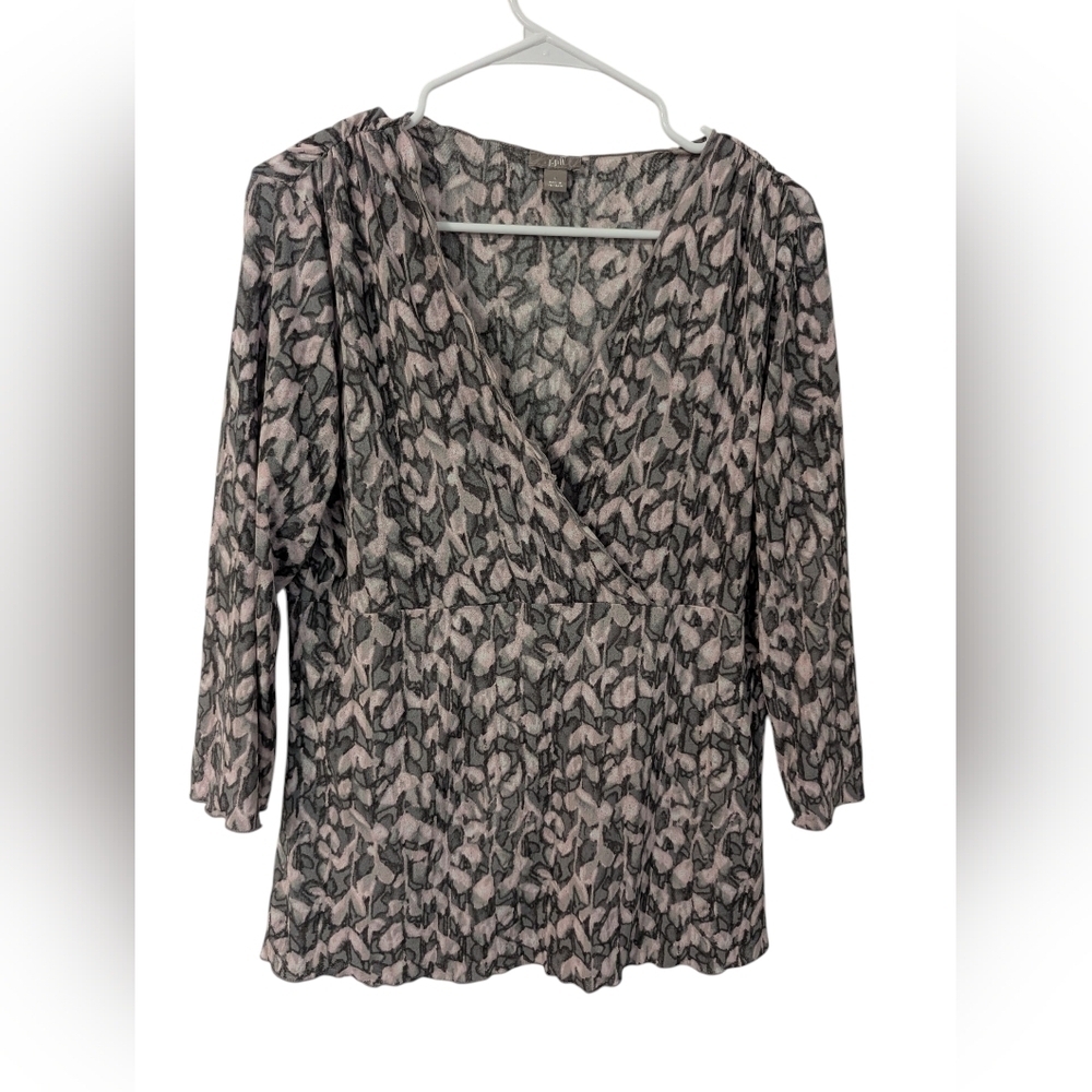 J.jill Patterned Thin,Women's Pink and Black Top,Size L